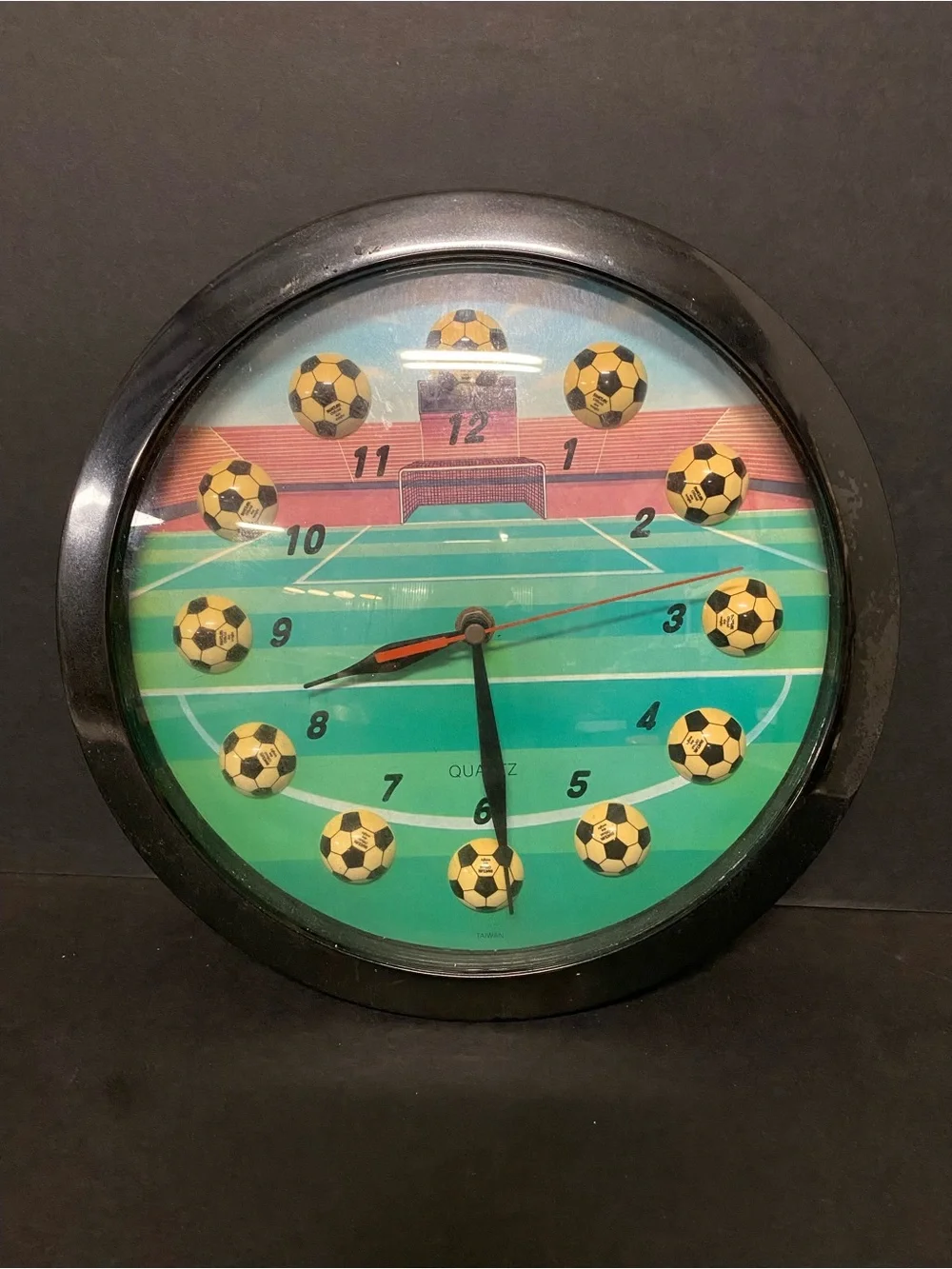 Black Soccer Field Wall Clock - Quartz